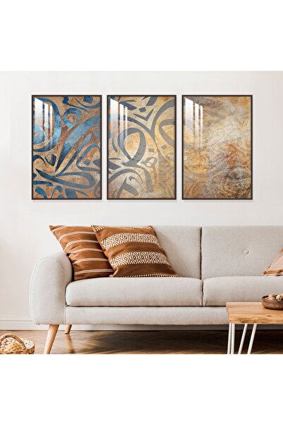 4gdran ثلاث لوحات جدارية خشبية مع برواز خشبي شامبين و طبقة من الاكريلك الشفاف