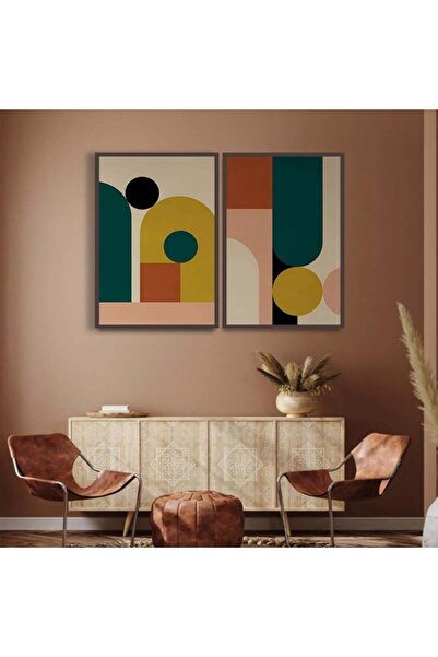 SND لوحة قماشية ثنائية بتصميم تجريدي مع برواز شامبين مجوف