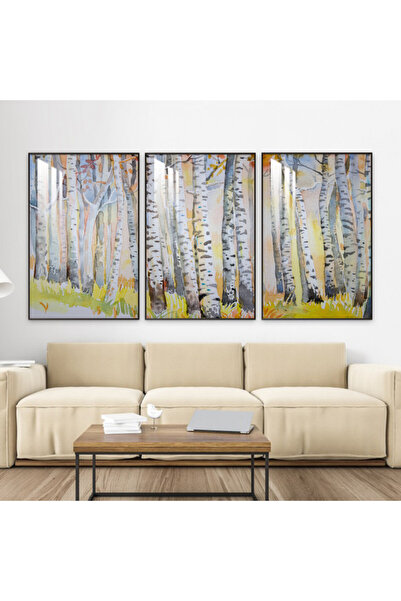 SND ثلاث لوحات جدارية خشبية مع برواز خشبي فضي و طبقة من الاكريلك الشفاف