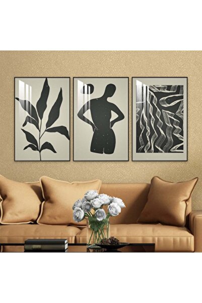 SND ثلاث لوحات جدارية خشبية مع برواز خشبي فضي و طبقة من الاكريلك الشفاف