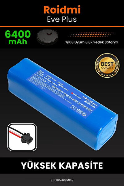robo-mi Roidmi Eve Plus 6400mAh Robot Süpürge Bataryası - Gerçek Kapasite, Ma...