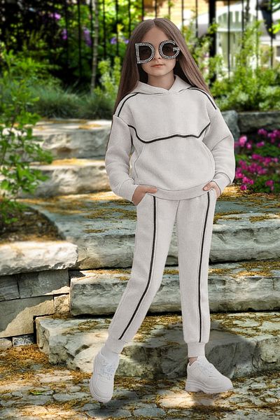 Fox Moda Girl's Hundred Percent Cotton Hooded Double Bottom Top Set