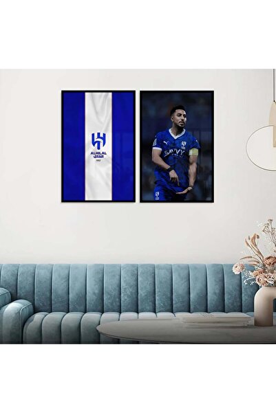 Marktna لوحة قماشية ثنائية بتصميم نادي الهلال مع برواز أسود مجوف