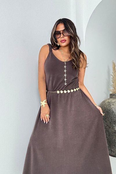 Sohotique By P Modal Fabric Rubber Strap Dress Bitter Brown