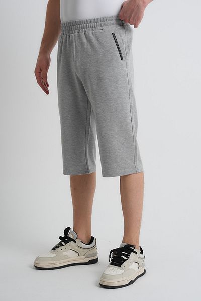 Shooter Sportswear Men's Summer Capri Gray Comfortable Fit with Side Pockets Adjustable Elastic Waist with Embroidery Detail