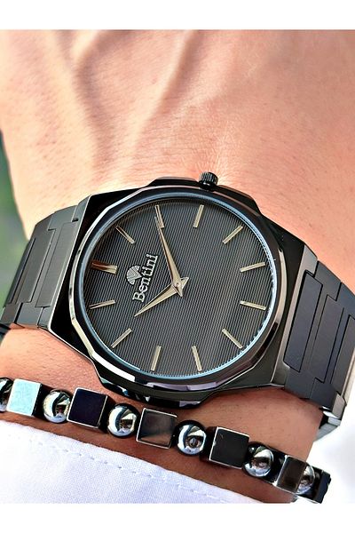Bentini Men's Wrist Watch – Steel Band, Waterproof, 2-Year Warranty, Gift Bracelet