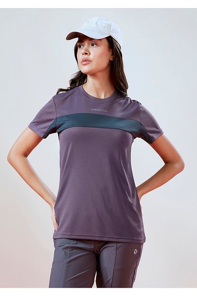Technosport By Styli Color Block Crew Neck Short Sleeve Top