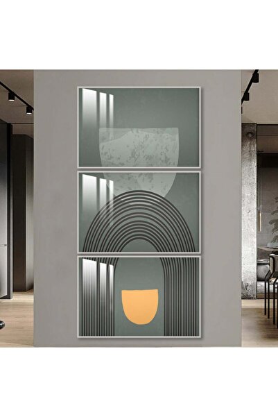 SND ثلاث لوحات جدارية خشبية مع برواز خشبي فضي و طبقة من الاكريلك الشفاف