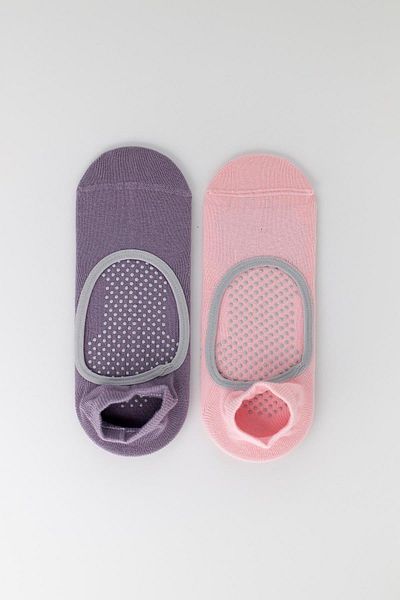 Katia&Bony Women's 2-Piece Asta Yoga / Pilates Step Socks Light Pink / Dark Lilac