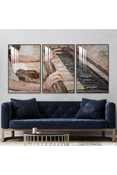 4gdran ثلاث لوحات جدارية خشبية مع برواز خشبي ذهبي و طبقة من الاكريلك الشفاف