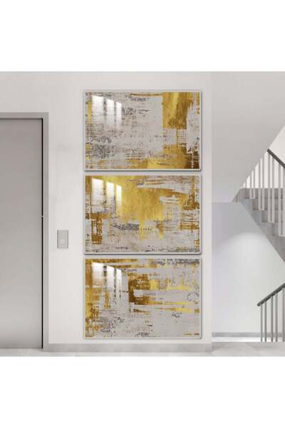 SND ثلاث لوحات جدارية خشبية مع برواز خشبي فضي و طبقة من الاكريلك الشفاف