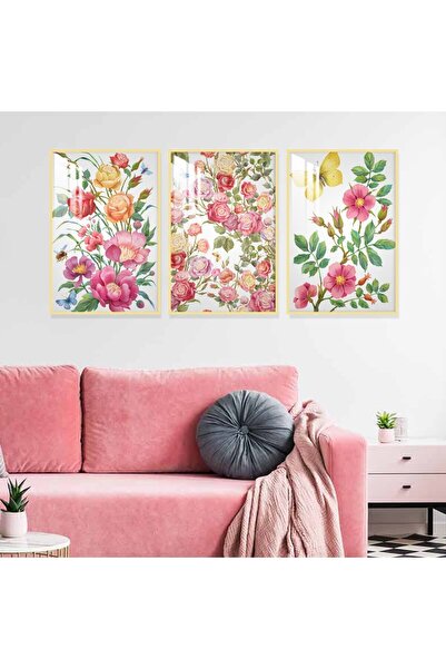 4gdran ثلاث لوحات جدارية خشبية مع برواز خشبي ذهبي و طبقة من الاكريلك الشفاف