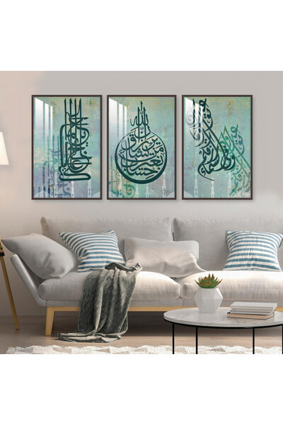 4gdran ثلاث لوحات جدارية خشبية مع برواز خشبي شامبين و طبقة من الاكريلك الشفاف