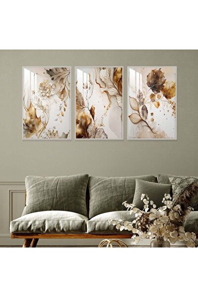 4gdran ثلاث لوحات جدارية خشبية مع برواز خشبي فضي و طبقة من الاكريلك الشفاف