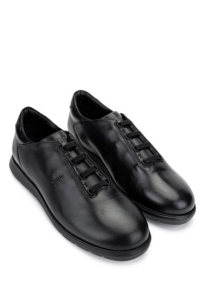 Tamer Tanca Men's Genuine Leather Black Leather Sneakers & Sports Shoes