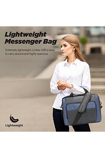 Promate حقيبة رسول خفيفة الوزن للكمبيوتر المحمول مقاس 15.6 بوصة مع سحابات آمنة ومقاومة للماء وحقيبة أمتعة