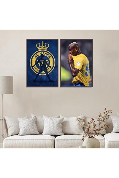 Marktna لوحة قماشية ثنائية بتصميم نادي النصر مع برواز شامبين مجوف