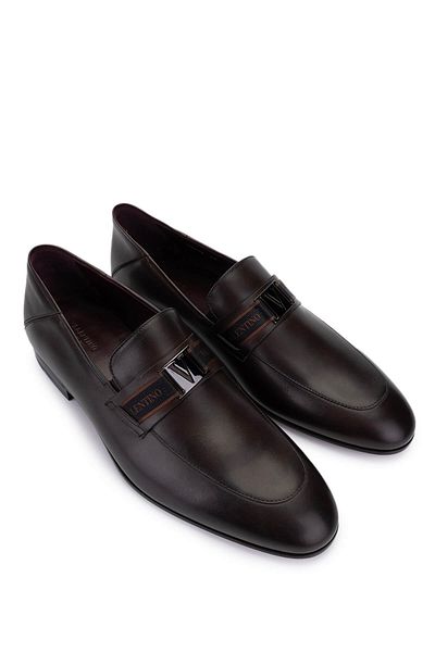 Valentino Men's Genuine Leather Brown Loafer Shoes