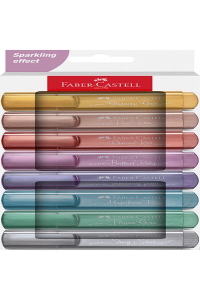 OEM Faber castell, Textliner 46, Metallic Textmarker, Set 8 pack, Durable Tip 125 mm, Water Based Ink