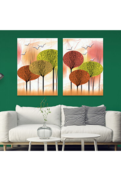 SND لوحة قماشية ثنائية بتصميم مودرن مع برواز خشبي مخفي