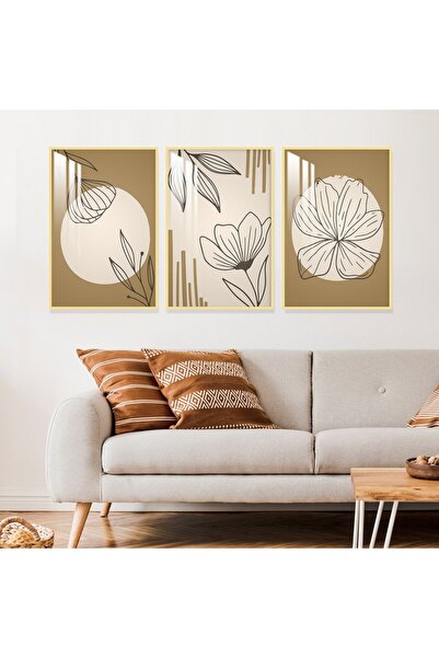 4gdran ثلاث لوحات جدارية خشبية بتصميم الفن البوهيمي مع برواز خشبي ذهبي و طبقة...
