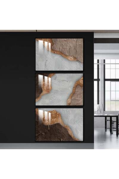 SND ثلاث لوحات جدارية خشبية مع برواز خشبي اسود و طبقة من الاكريلك الشفاف