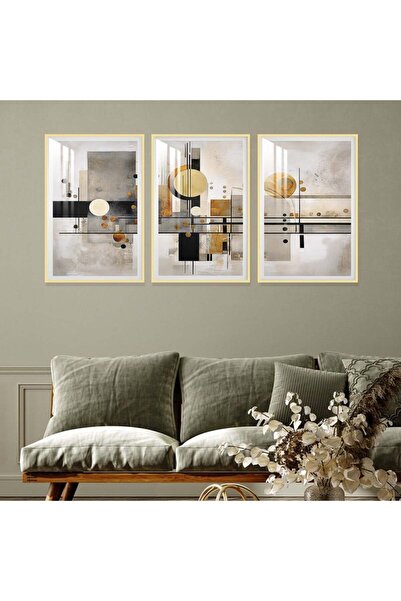 4gdran ثلاث لوحات جدارية خشبية مع برواز خشبي ذهبي و طبقة من الاكريلك الشفاف