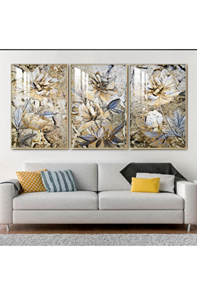 SND ثلاث لوحات جدارية خشبية مع برواز خشبي شامبين و طبقة من الاكريلك الشفاف