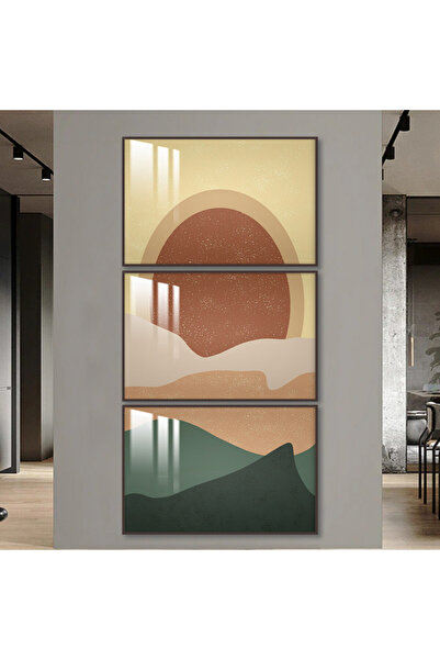 4gdran ثلاث لوحات جدارية خشبية مع برواز خشبي شامبين و طبقة من الاكريلك الشفاف