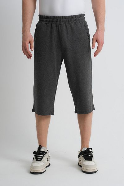 Shooter Sportswear Men's Summer Capri Anthracite Comfortable Fit Side Pockets Adjustable Elastic Waist with Embroidery Detail