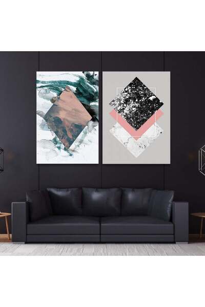 SND لوحة قماشية ثنائية بتصميم مودرن مع برواز خشبي مخفي