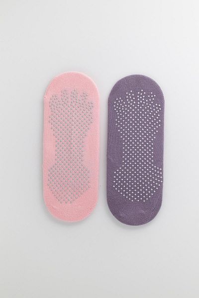 Katia&Bony Women's Yoga/Pilates Socks Set of 2 - Light Pink/Dark Lilac