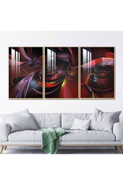 SND ثلاث لوحات جدارية خشبية مع برواز خشبي شامبين و طبقة من الاكريلك الشفاف