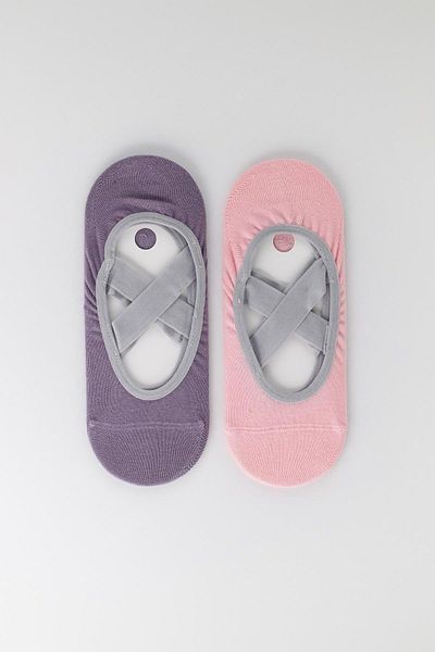 Katia&Bony Women's Yoga/Pilates Socks Set of 2 - Light Pink/Dark Lilac