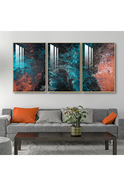 SND ثلاث لوحات جدارية خشبية مع برواز خشبي فضي و طبقة من الاكريلك الشفاف