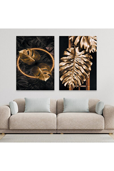 SND لوحة قماشية ثنائية بتصميم مودرن مع برواز فضي مجوف