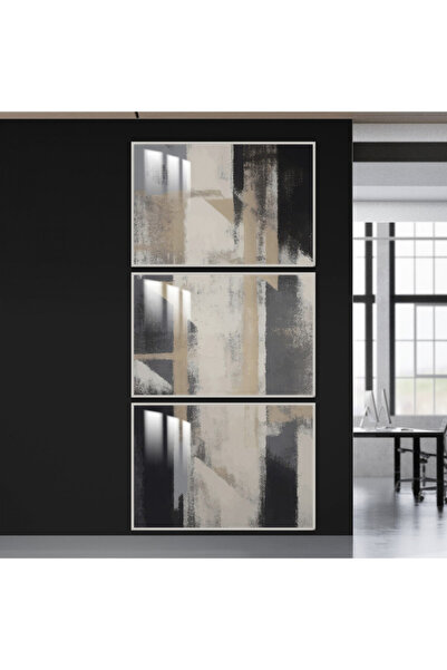 SND ثلاث لوحات جدارية خشبية مع برواز خشبي فضي و طبقة من الاكريلك الشفاف