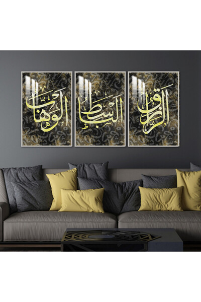 4gdran ثلاث لوحات جدارية خشبية مع برواز خشبي فضي و طبقة من الاكريلك الشفاف