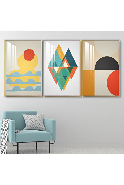 SND ثلاث لوحات جدارية خشبية مع برواز خشبي فضي و طبقة من الاكريلك الشفاف