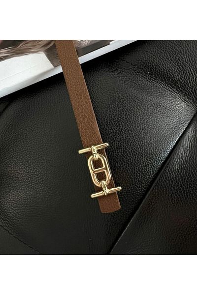 Lydie's Thin Women's Belt with Gold Buckle, Trouser Belt, Shirt Belt, Jacket Belt