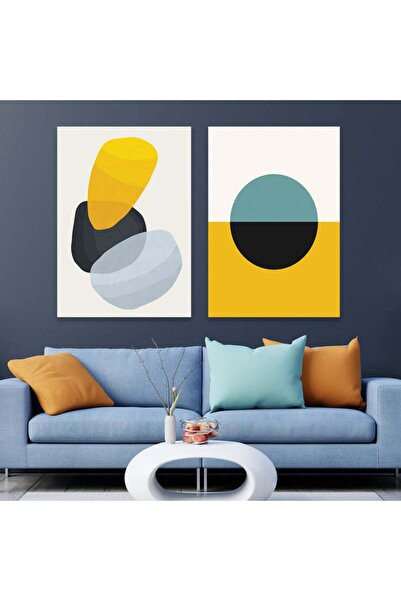 SND لوحة قماشية ثنائية بتصميم مودرن مع برواز فضي مجوف