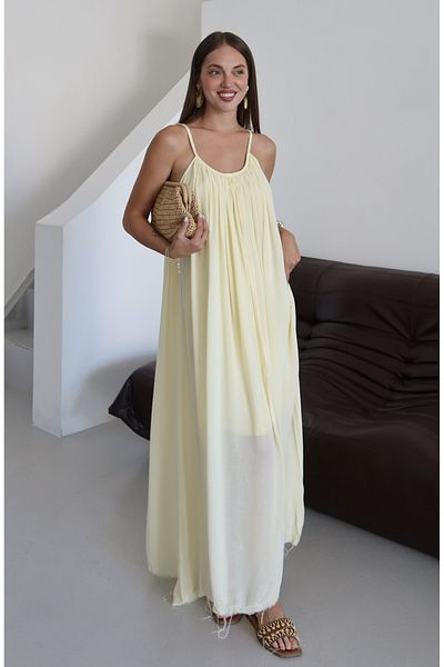 Laluvia Φόρεμα με κίτρινο λουράκι casual cut - 3173