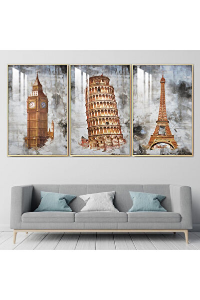 4gdran ثلاث لوحات جدارية خشبية مع برواز خشبي شامبين و طبقة من الاكريلك الشفاف