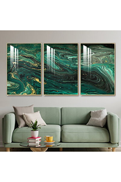 SND ثلاث لوحات جدارية خشبية مع برواز خشبي شامبين و طبقة من الاكريلك الشفاف