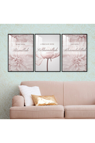 4gdran ثلاث لوحات جدارية خشبية مع برواز خشبي اسود و طبقة من الاكريلك الشفاف