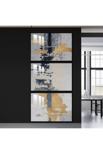SND ثلاث لوحات جدارية خشبية مع برواز خشبي اسود و طبقة من الاكريلك الشفاف