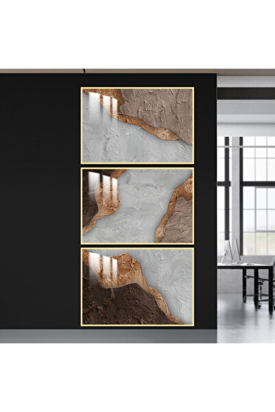 SND ثلاث لوحات جدارية خشبية مع برواز خشبي ذهبي و طبقة من الاكريلك الشفاف