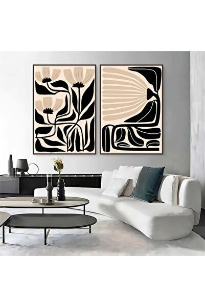 4gdran لوحة قماشية ثنائية بتصميم تجريدي مع برواز شامبين مجوف