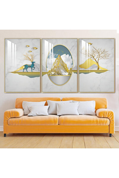 SND ثلاث لوحات جدارية خشبية مع برواز خشبي فضي و طبقة من الاكريلك الشفاف