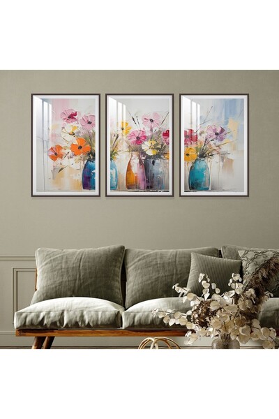 SND ثلاث لوحات جدارية خشبية مع برواز خشبي شامبين و طبقة من الاكريلك الشفاف